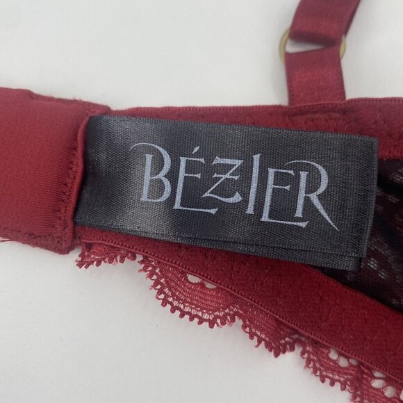 Bezier Size 34E Gramercy Lace Underwire Bra Burgundy Semi Sheer TR11142LF2 - Picture 9 of 11
